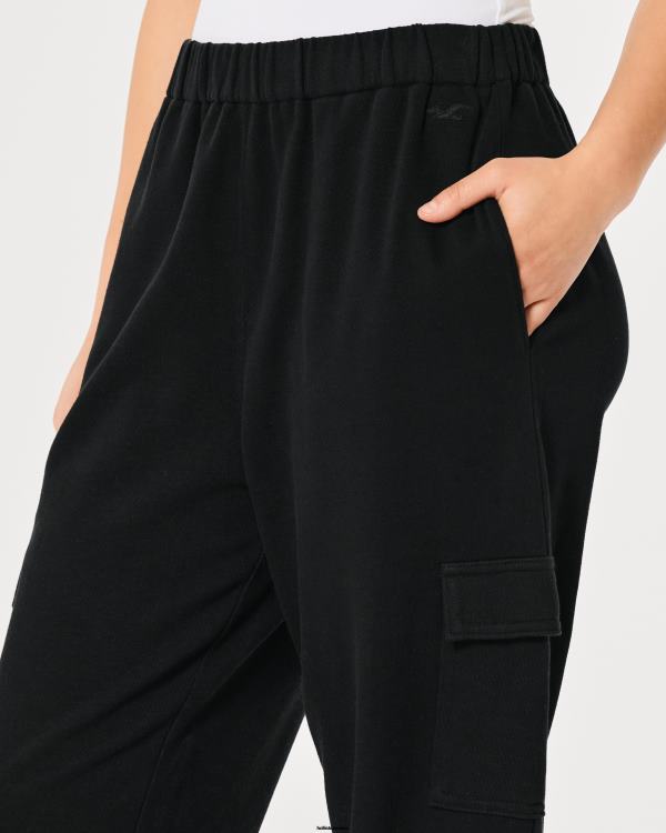 feel good pantalon de jogging cargo en molleton à taille ajustable femmes noir Hollister bas RRRJX688