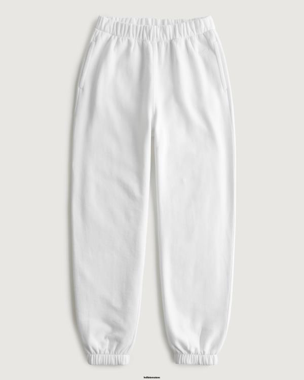 feel good - pantalon de jogging papa en polaire à taille réglable femmes blanc Hollister bas RRRJX661