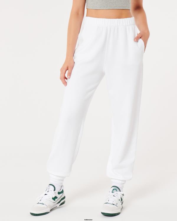 feel good - pantalon de jogging papa en polaire à taille réglable femmes blanc Hollister bas RRRJX661