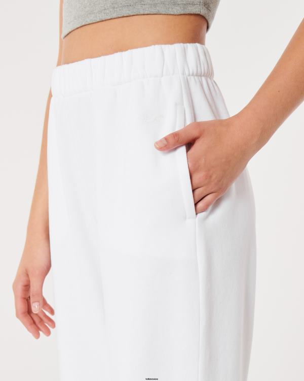 feel good - pantalon de jogging papa en polaire à taille réglable femmes blanc Hollister bas RRRJX661