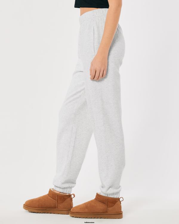 feel good - pantalon de jogging papa en polaire à taille réglable femmes gris clair Hollister bas RRRJX497