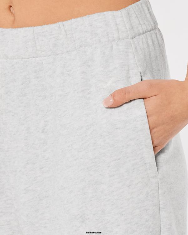 feel good - pantalon de jogging papa en polaire à taille réglable femmes gris clair Hollister bas RRRJX497
