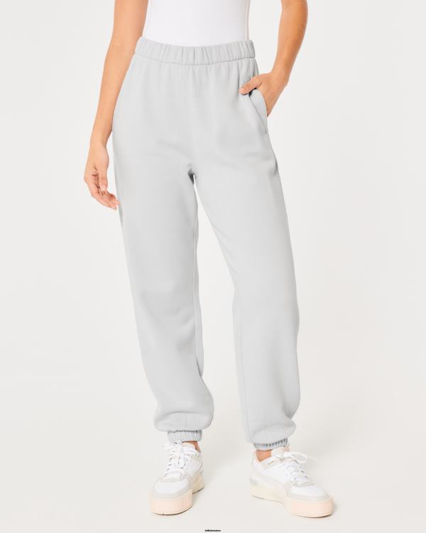 feel good - pantalon de jogging papa en polaire à taille réglable femmes gris clair Hollister bas RRRJX596