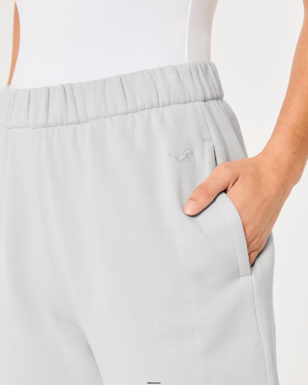 feel good - pantalon de jogging papa en polaire à taille réglable femmes gris clair Hollister bas RRRJX596