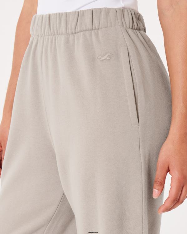 feel good - pantalon de jogging papa en polaire à taille réglable femmes taupe Hollister bas RRRJX563