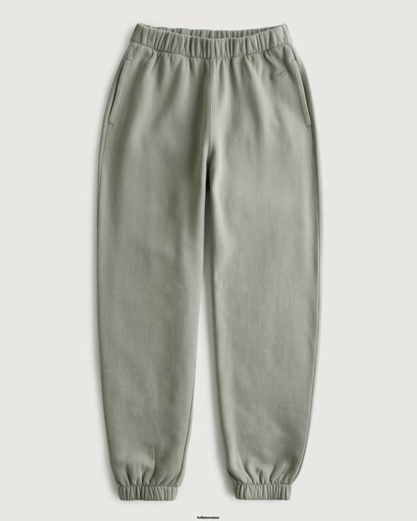 feel good - pantalon de jogging papa en polaire à taille réglable femmes vert clair Hollister bas RRRJX614