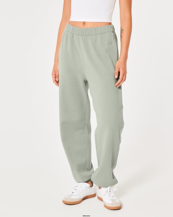 feel good - pantalon de jogging papa en polaire à taille réglable femmes vert clair Hollister bas RRRJX614