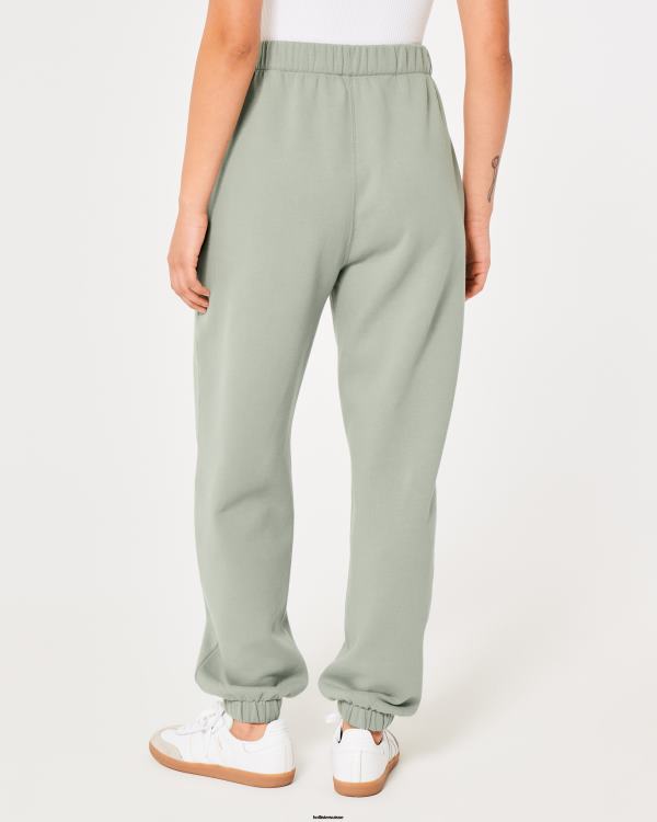 feel good - pantalon de jogging papa en polaire à taille réglable femmes vert clair Hollister bas RRRJX614