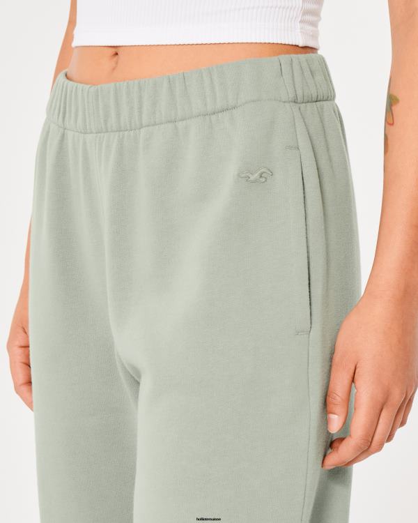 feel good - pantalon de jogging papa en polaire à taille réglable femmes vert clair Hollister bas RRRJX614
