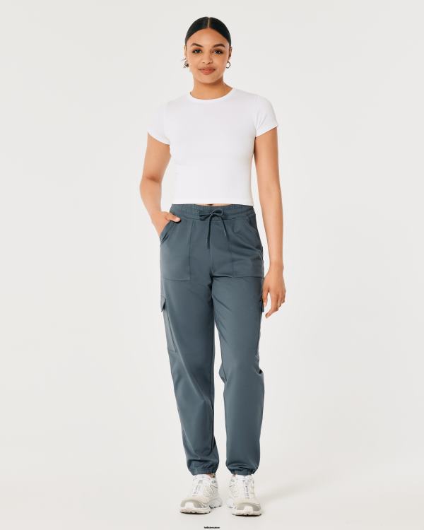 gilly hicks - pantalon de jogging cargo taille haute Active Recharge femmes bleu gris Hollister bas RRRJX657