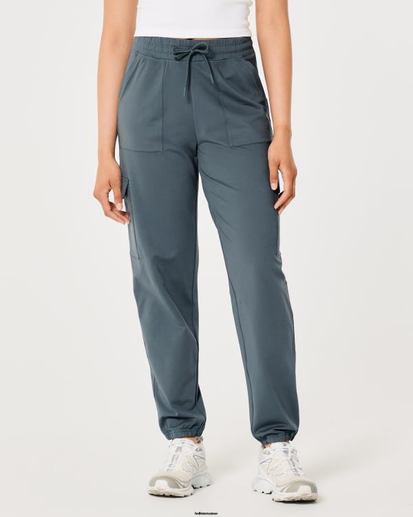 gilly hicks - pantalon de jogging cargo taille haute Active Recharge femmes bleu gris Hollister bas RRRJX657