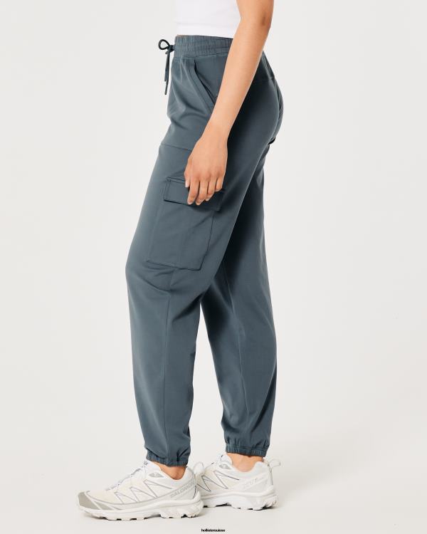 gilly hicks - pantalon de jogging cargo taille haute Active Recharge femmes bleu gris Hollister bas RRRJX657