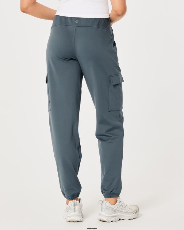 gilly hicks - pantalon de jogging cargo taille haute Active Recharge femmes bleu gris Hollister bas RRRJX657