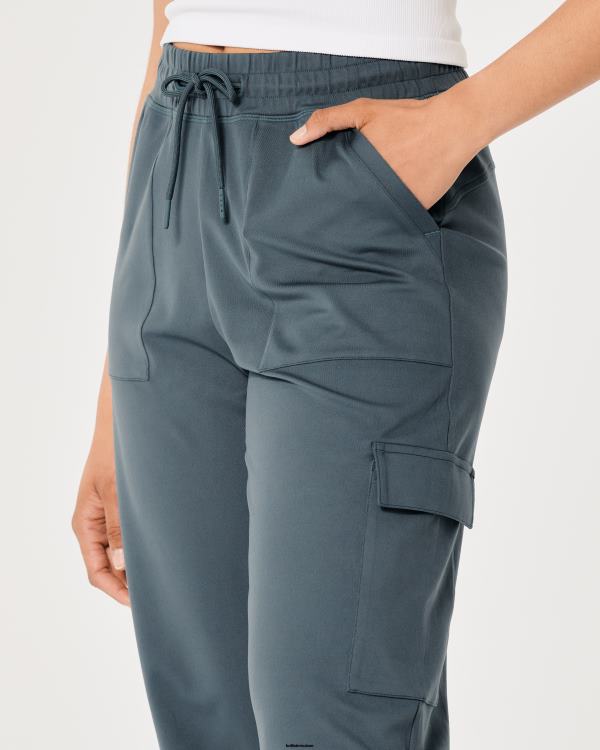 gilly hicks - pantalon de jogging cargo taille haute Active Recharge femmes bleu gris Hollister bas RRRJX657