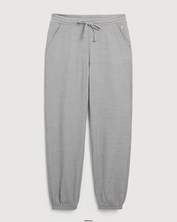 gilly hicks - pantalon de jogging confortable à micro gaufres femmes gris clair Hollister bas RRRJX782