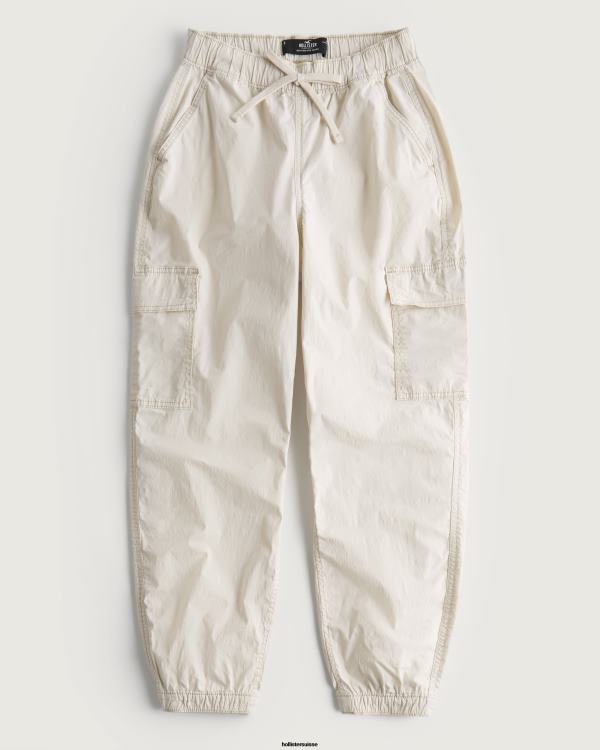 pantalon de jogging cargo baggy en sergé à taille ultra haute femmes crème Hollister bas RRRJX550