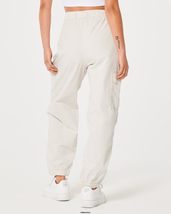 pantalon de jogging cargo baggy en sergé à taille ultra haute femmes crème Hollister bas RRRJX550