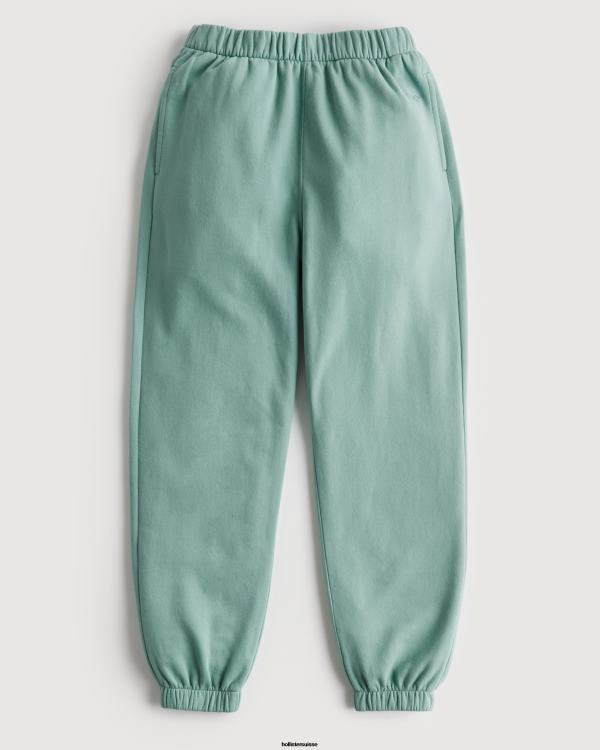 pantalon de jogging papa en molleton à taille ajustable femmes vert Hollister bas RRRJX757