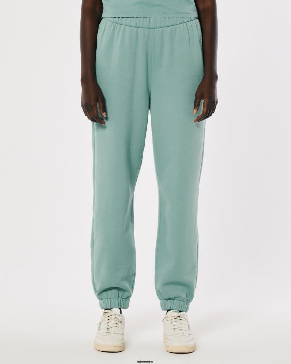 pantalon de jogging papa en molleton à taille ajustable femmes vert Hollister bas RRRJX757