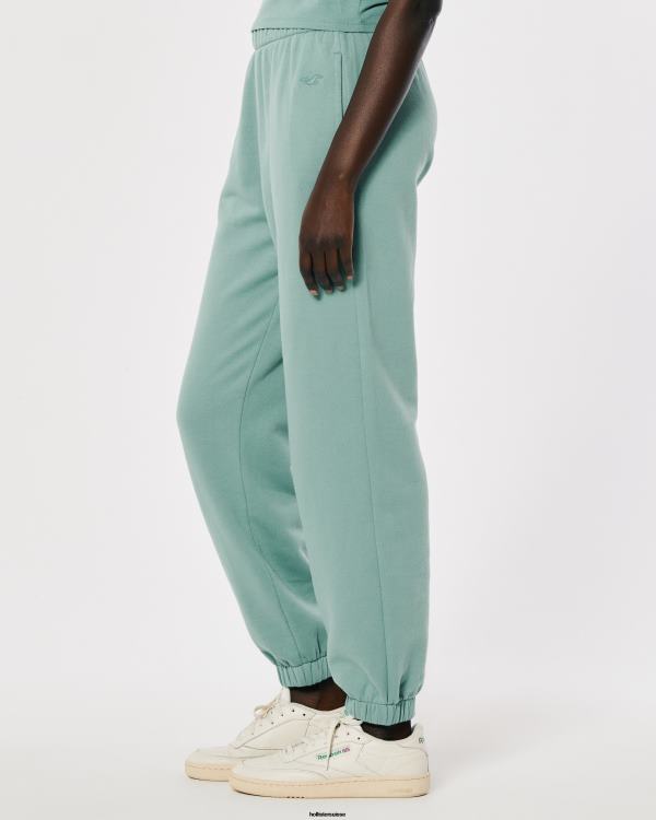 pantalon de jogging papa en molleton à taille ajustable femmes vert Hollister bas RRRJX757