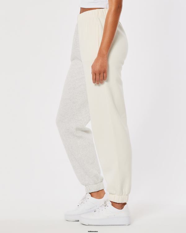 pantalon de jogging papa en molleton à taille ultra haute femmes bloc de couleur gris clair Hollister bas RRRJX713