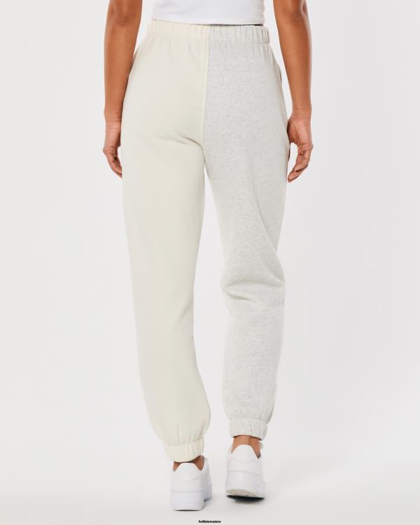 pantalon de jogging papa en molleton à taille ultra haute femmes bloc de couleur gris clair Hollister bas RRRJX713