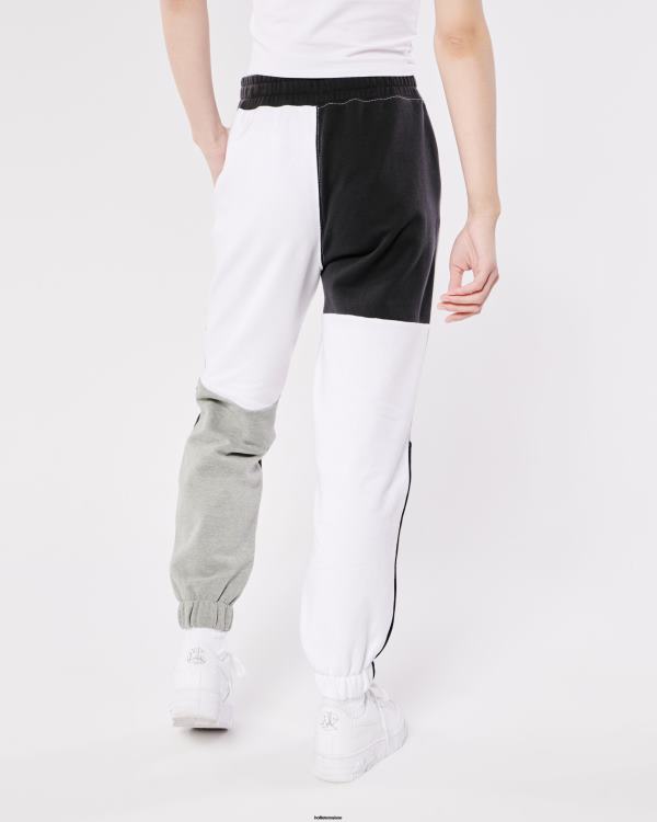 pantalon de jogging papa patchwork en polaire à taille ultra haute femmes gris Hollister bas RRRJX720