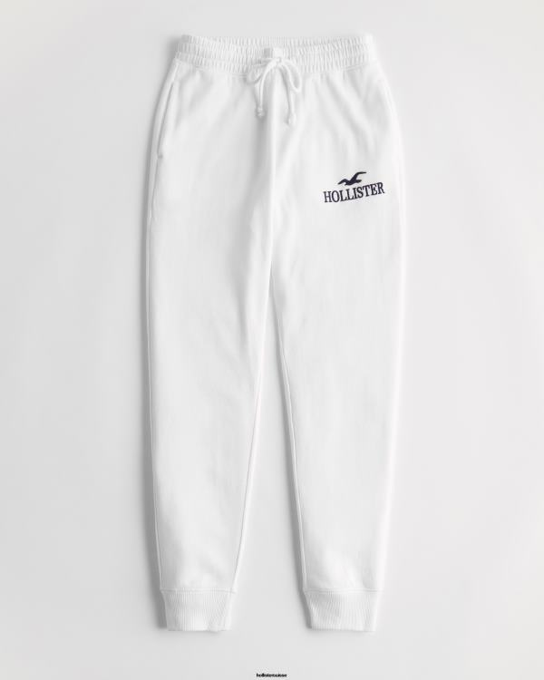 pantalon de jogging à taille ultra haute en polaire femmes blanc Hollister bas RRRJX646