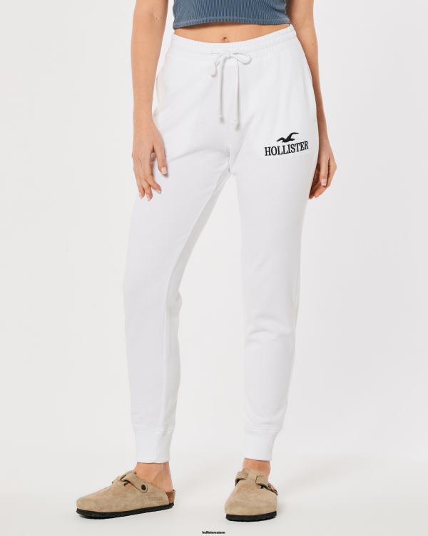 pantalon de jogging à taille ultra haute en polaire femmes blanc Hollister bas RRRJX646
