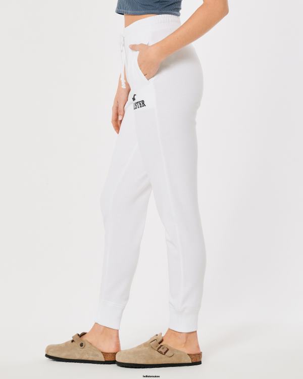 pantalon de jogging à taille ultra haute en polaire femmes blanc Hollister bas RRRJX646