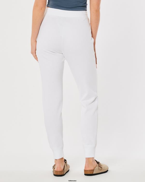 pantalon de jogging à taille ultra haute en polaire femmes blanc Hollister bas RRRJX646