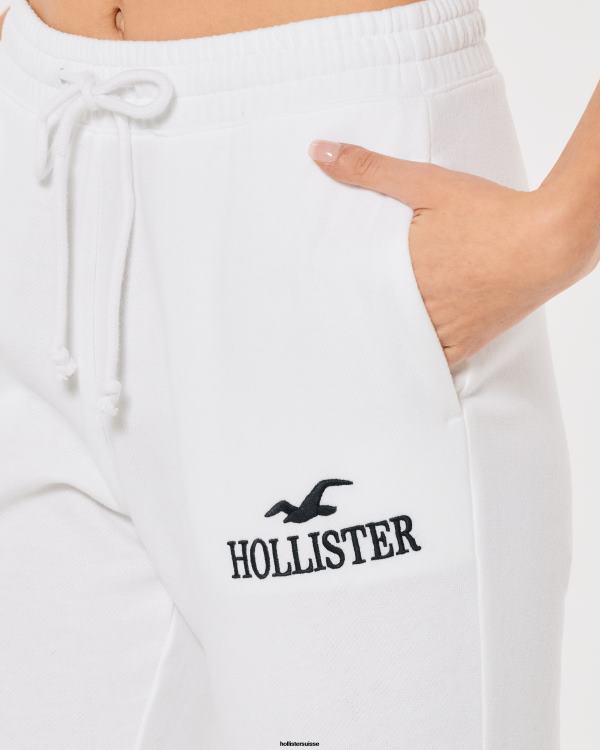 pantalon de jogging à taille ultra haute en polaire femmes blanc Hollister bas RRRJX646