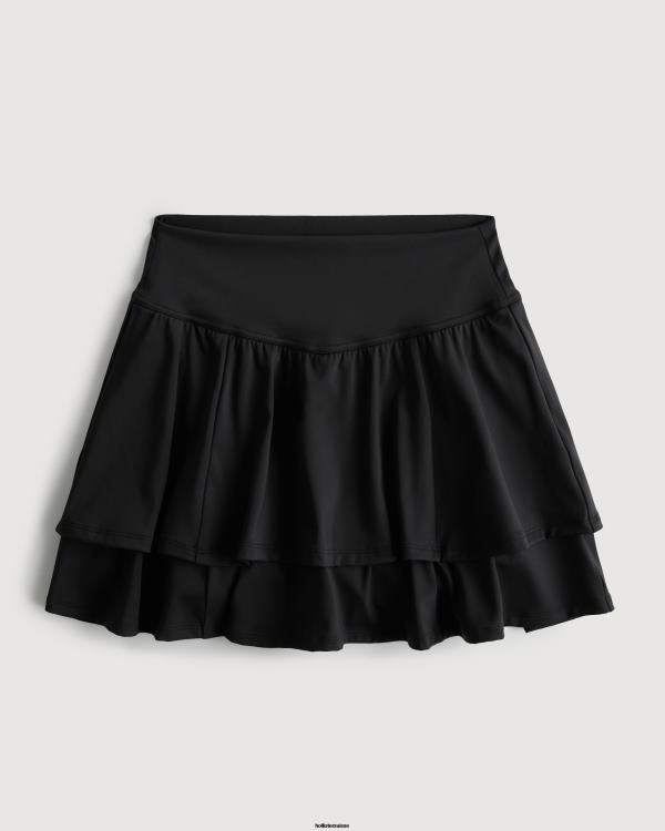 gilly hicks active energize jupe-short étagée à taille ultra haute femmes noir Hollister bas RRRJX643