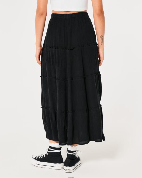 jupe longue à taille ultra haute femmes noir Hollister bas RRRJX480