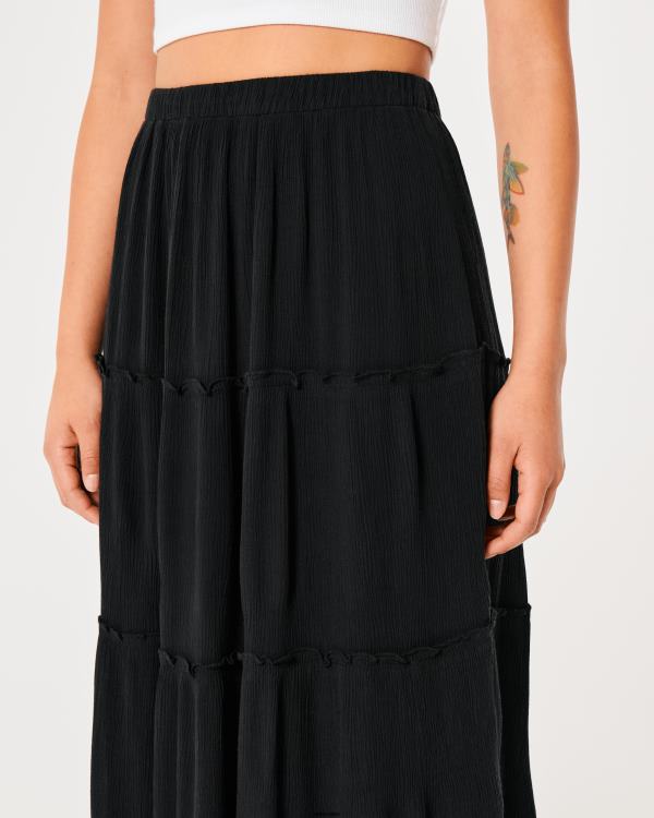 jupe longue à taille ultra haute femmes noir Hollister bas RRRJX480