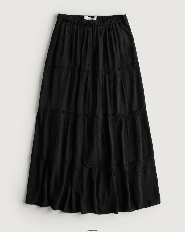 jupe longue à taille ultra haute femmes noir Hollister bas RRRJX744