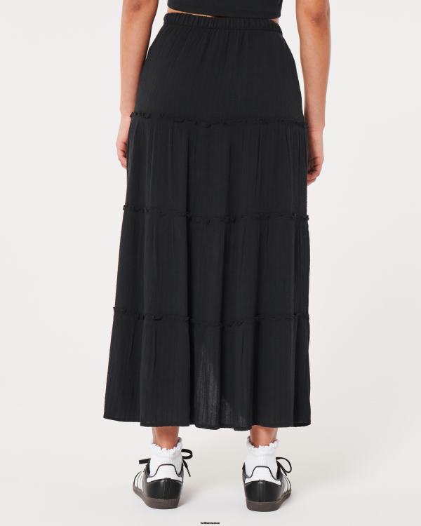jupe longue à taille ultra haute femmes noir Hollister bas RRRJX744