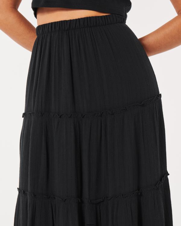 jupe longue à taille ultra haute femmes noir Hollister bas RRRJX744
