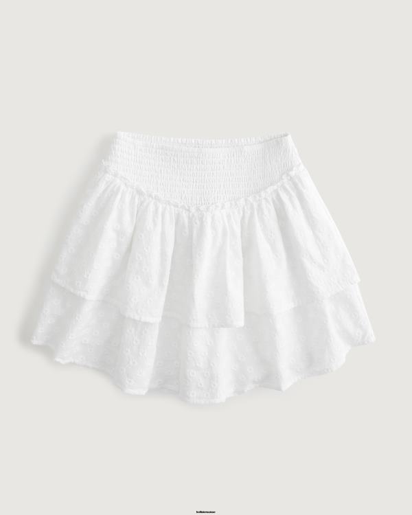 jupe-short brodée à taille ultra haute femmes blanc Hollister bas RRRJX549