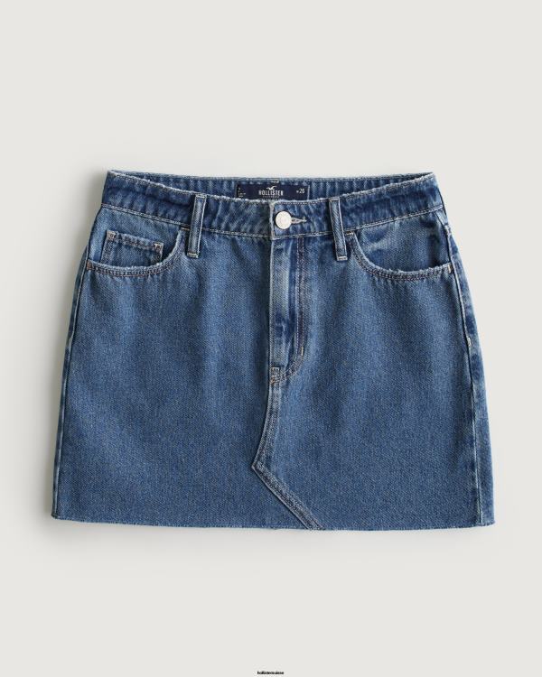 mini-jupe en denim délavé foncé à taille ultra haute femmes lavage moyen Hollister bas RRRJX593