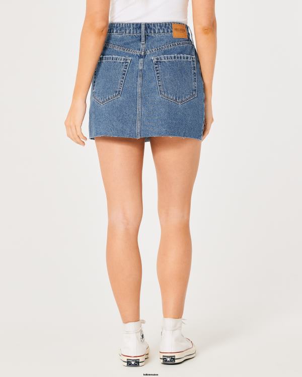mini-jupe en denim délavé foncé à taille ultra haute femmes lavage moyen Hollister bas RRRJX593