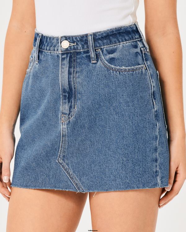 mini-jupe en denim délavé foncé à taille ultra haute femmes lavage moyen Hollister bas RRRJX593