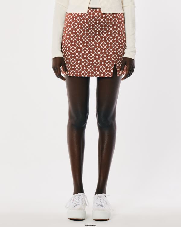mini-jupe en maille imprimée à taille ultra haute femmes motif marron Hollister bas RRRJX775