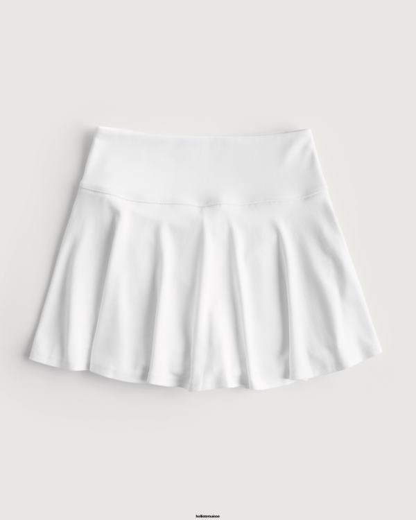 mini jupe patineuse à taille ultra haute femmes blanc Hollister bas RRRJX496