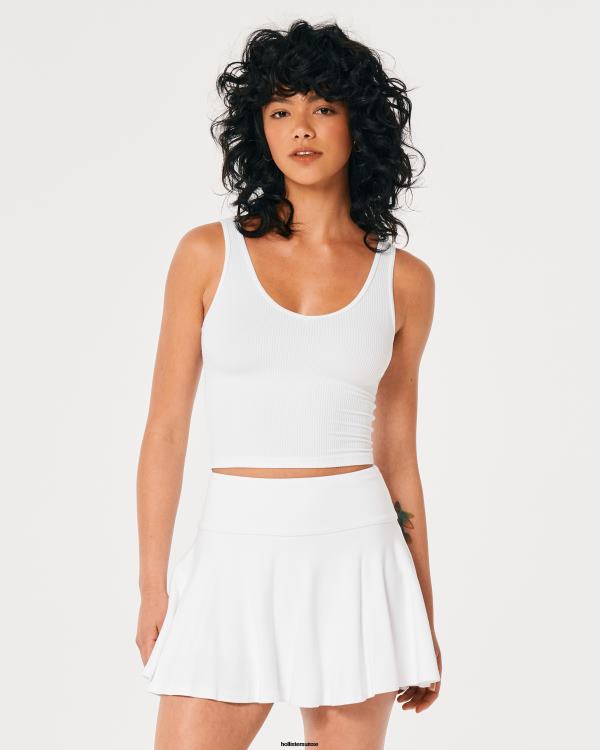 mini jupe patineuse à taille ultra haute femmes blanc Hollister bas RRRJX496