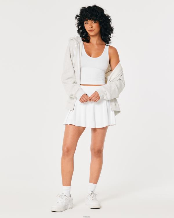 mini jupe patineuse à taille ultra haute femmes blanc Hollister bas RRRJX496