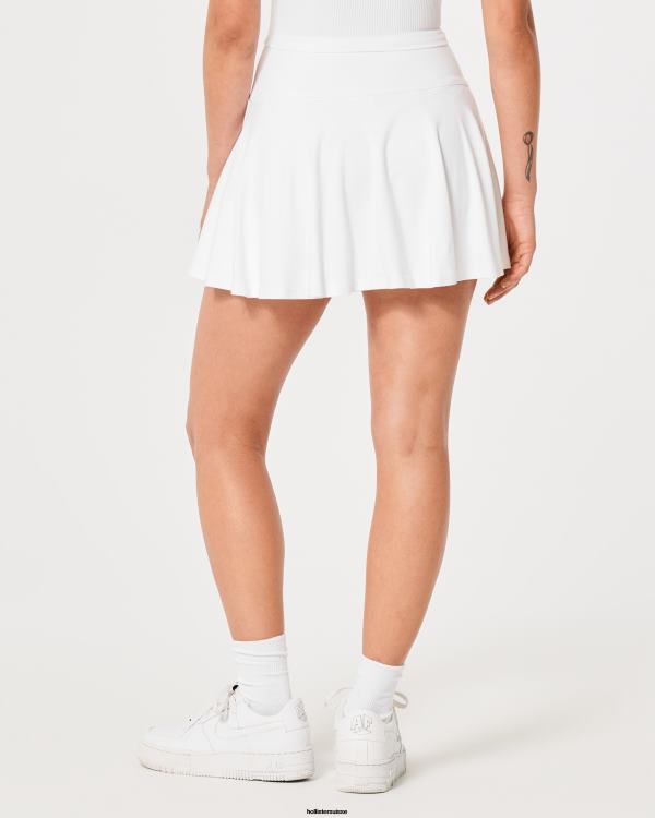mini jupe patineuse à taille ultra haute femmes blanc Hollister bas RRRJX496
