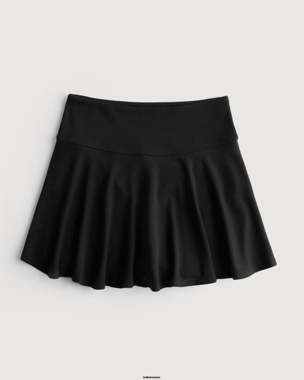 mini jupe patineuse à taille ultra haute femmes noir Hollister bas RRRJX483
