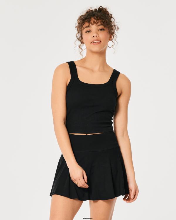 mini jupe patineuse à taille ultra haute femmes noir Hollister bas RRRJX483