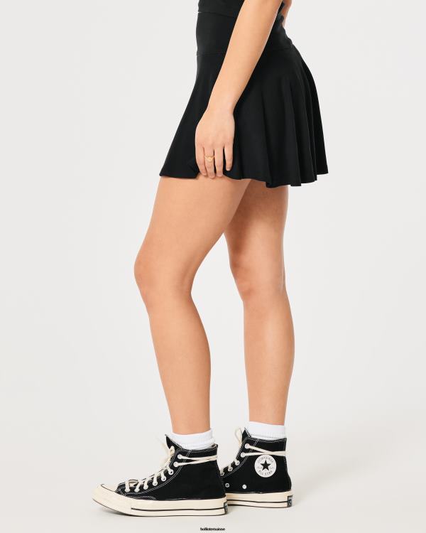 mini jupe patineuse à taille ultra haute femmes noir Hollister bas RRRJX483
